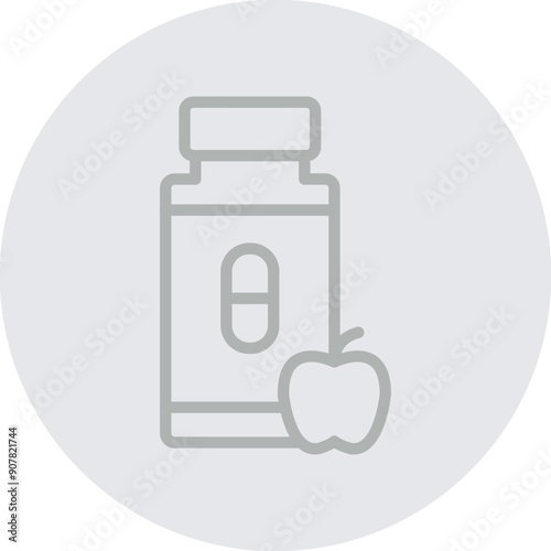 Vitamins Vector Line Grey Circle Grey
