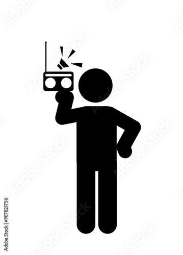 Flat design of a person enjoying radio show.