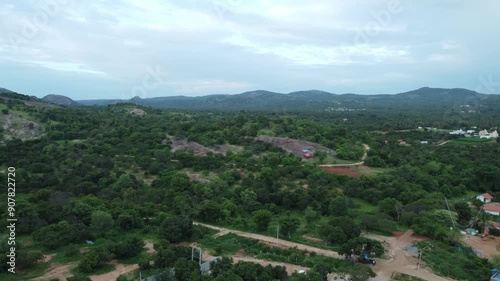 Ramanagara, India 14th July 2024 : beautiful scenic view resort in Ramnagara. Stunning Landscapes, Luxurious Comfort, and Unforgettable Experiences. Resort on the top of a mountain amidst the nature. photo