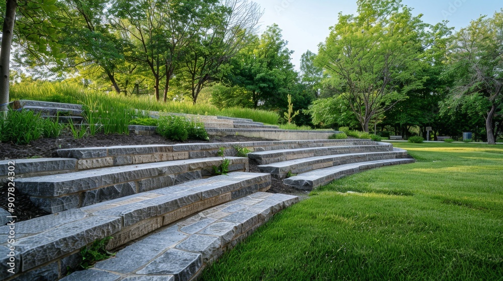 Stone Steps in a Green Park. Stone Steps in a Green Park.