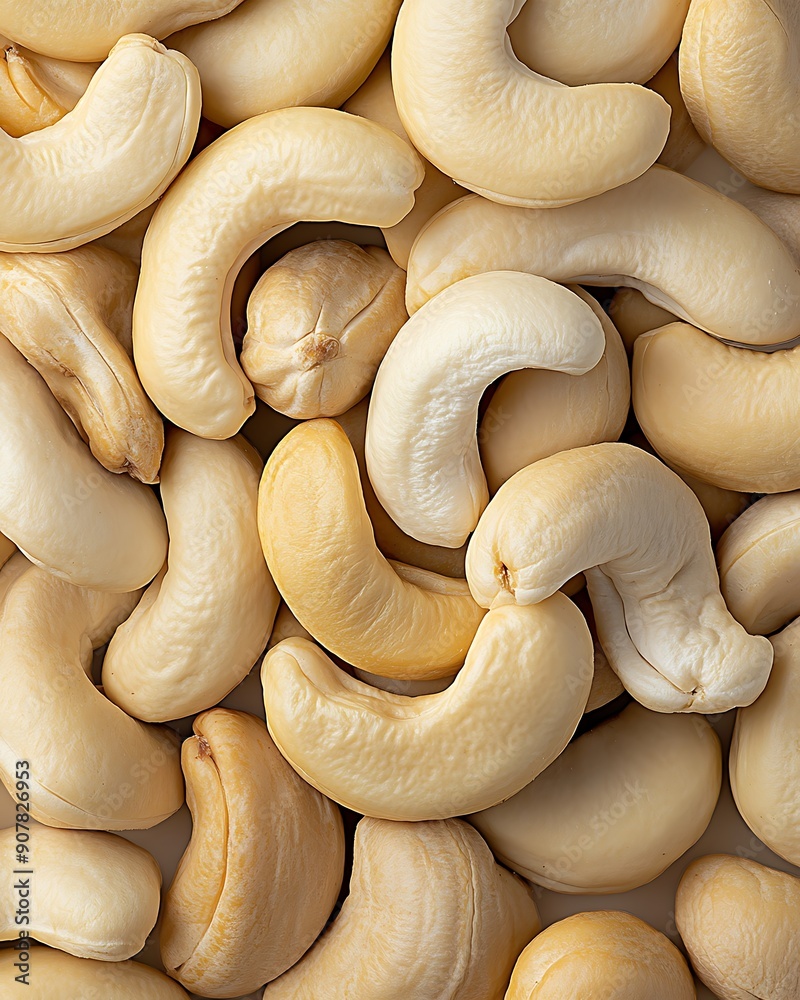 Close-up cashew seed with copy space, textured background, more clarity with clear light and sharp focus, high detailed