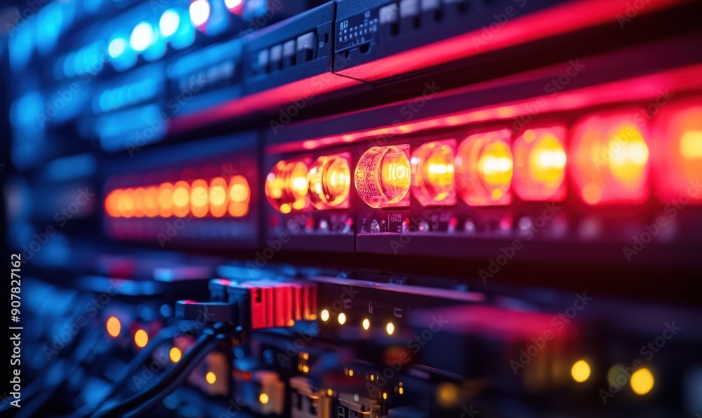Fiber optic cable internet with big database servers connection line Fiber optic cable internet with big database servers connection line