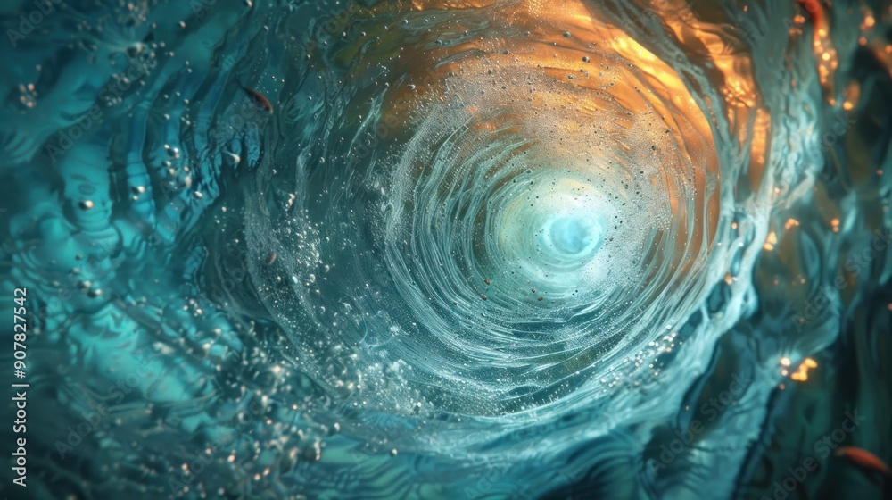 A mesmerizing underwater vortex swirling with plankton and small fish, its hypnotic patterns creating an otherworldly spectacle. A mesmerizing underwater vortex swirling with plankton and small fish, its hypnotic patterns creating an otherworldly spectacle.