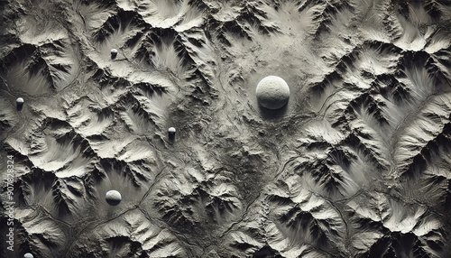 Close-up Texture of Mendelevium with Light Reflections and Shadows