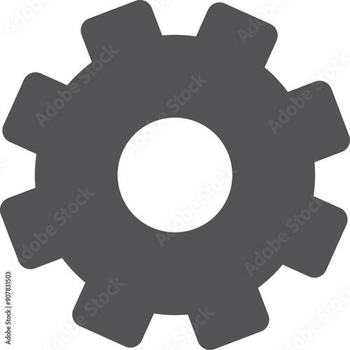 Cogwheel black icon. Gear symbol. Mechanical proccess
