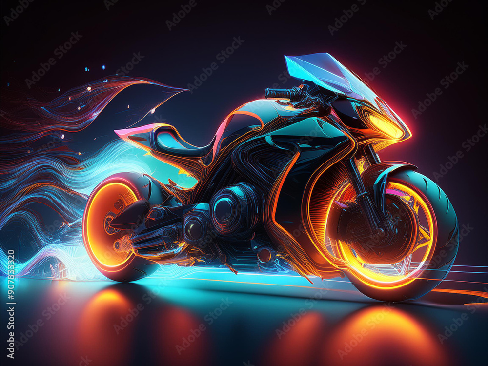 Obraz premium Motorrad 3D Hologramm