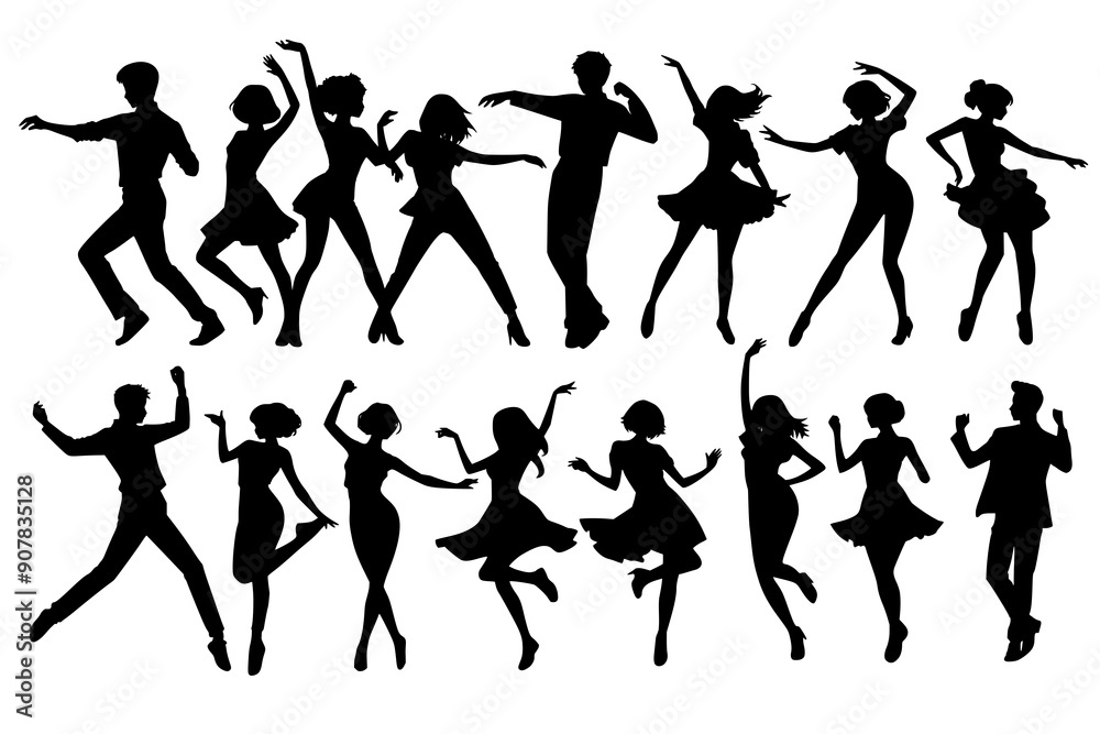 set of shadow dancing people silhouette vector set of shadow dancing people silhouette vector