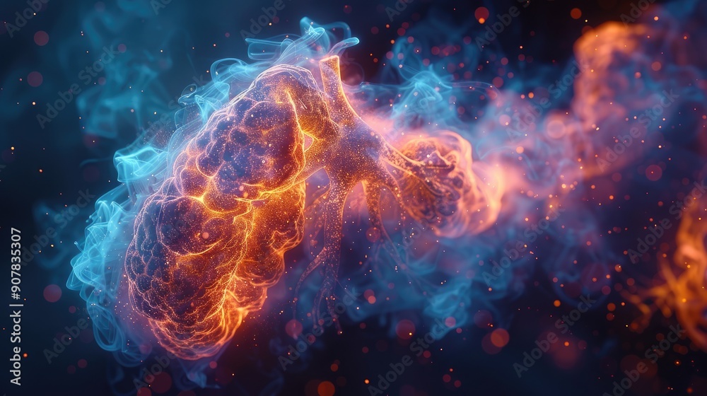 Abstract digital artwork of fiery and cool nebulous forms, blending vibrant blue and orange hues in a dynamic cosmic display. Abstract digital artwork of fiery and cool nebulous forms, blending vibrant blue and orange hues in a dynamic cosmic display.