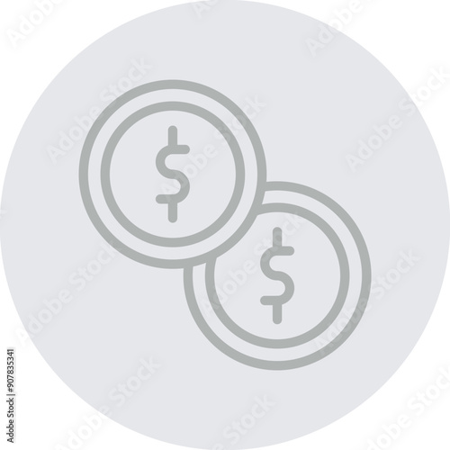 Coin Vector Line Grey Circle Grey