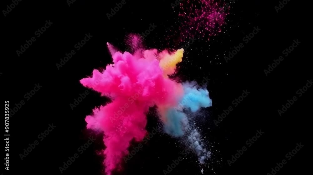 Animation of rainbow color powder on black background 4K Animation of rainbow color powder on black background 4K