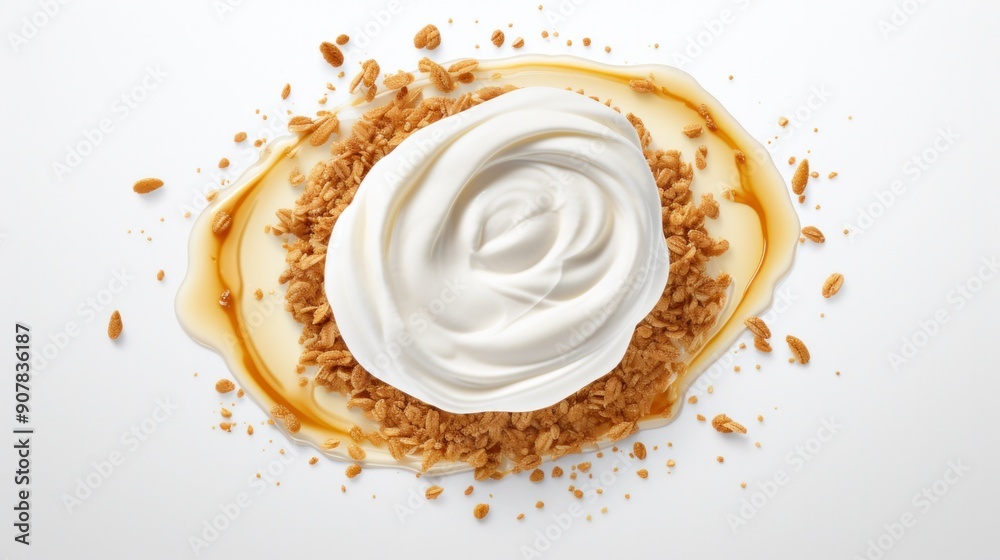 A swirl of Greek yogurt with a drizzle of honey and a sprinkle of granola A swirl of Greek yogurt with a drizzle of honey and a sprinkle of granola