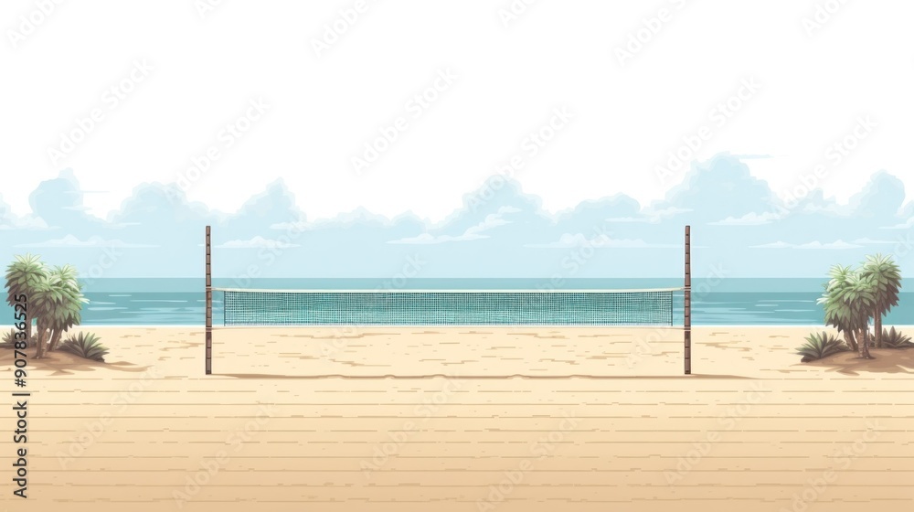Fototapeta premium A volleyball court in a pixel art style