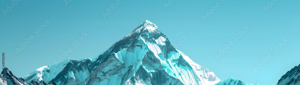 Obraz premium Snowy Mountain Peak Against a Blue Sky Photo