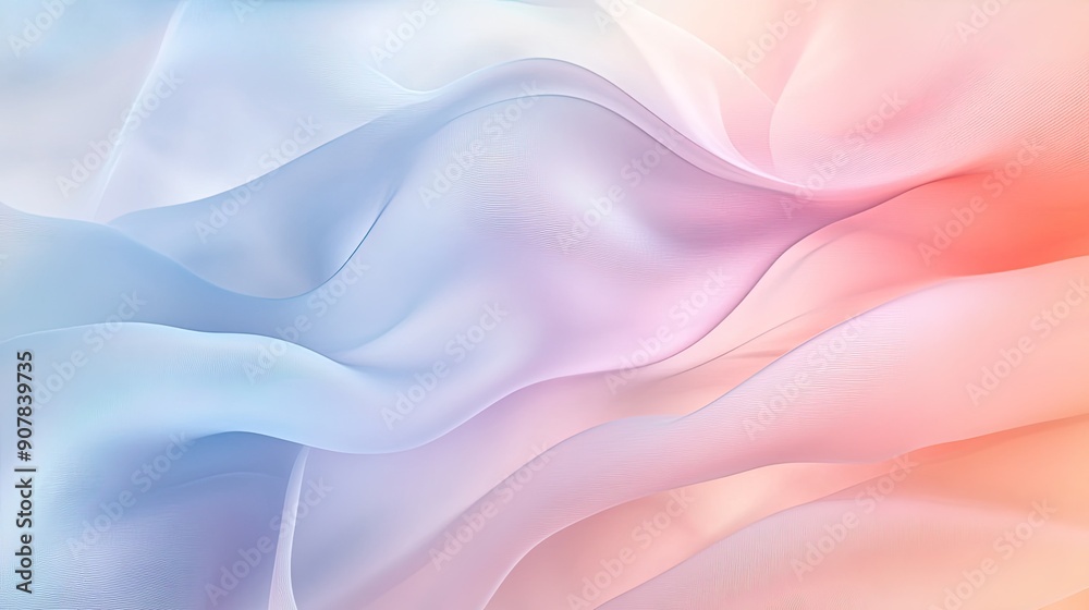 Obraz premium Serene abstract background with soft pastel tones and wavy lines, providing a peaceful and modern aesthetic