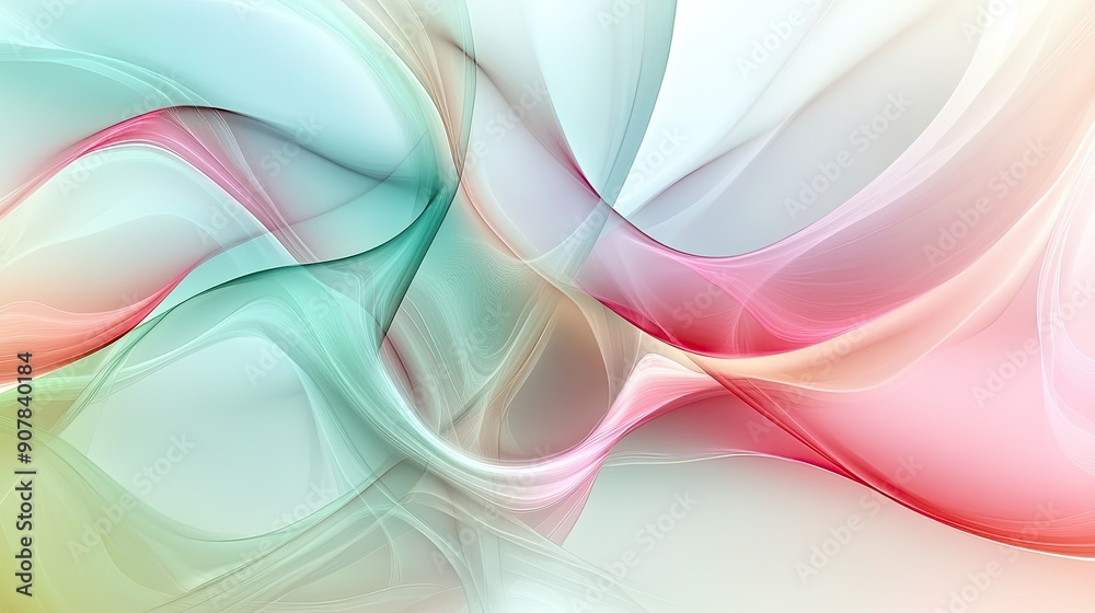 Naklejka premium Soft pastel-colored abstract background with graceful flowing lines, ideal for elegant and contemporary themes
