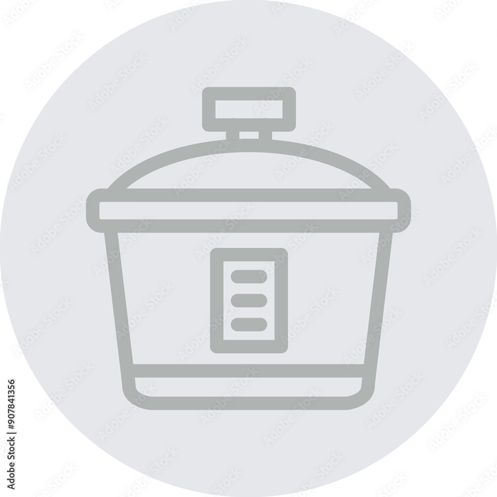 Rice Cooker Vector Line Grey Circle Grey Rice Cooker Vector Line Grey Circle Grey