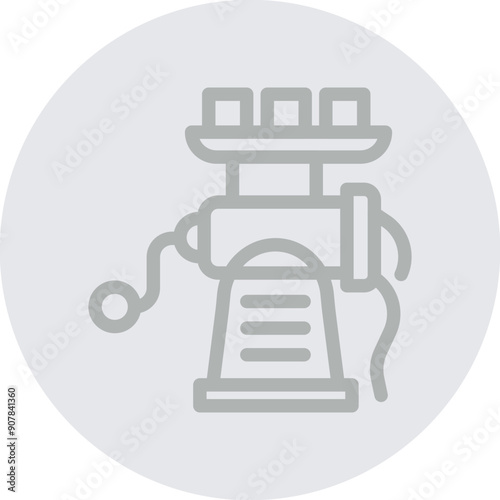 Meat Grinder Vector Line Grey Circle Grey