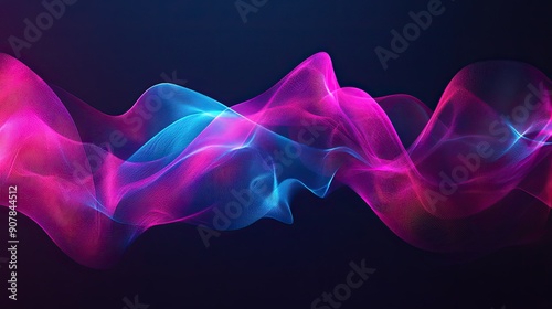 Vibrant sound wave illustration in pink and blue hues, perfect for music and audio-related concepts