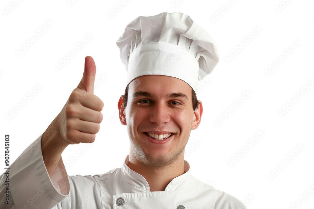 Young chef giving a thumbs-up, isolated on white background Young chef giving a thumbs-up, isolated on white background