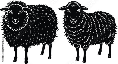 The sheep wooly varnish on silhouette with white background