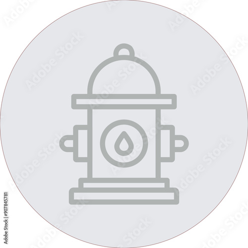 Hydrant Vector Line Grey Circle Grey