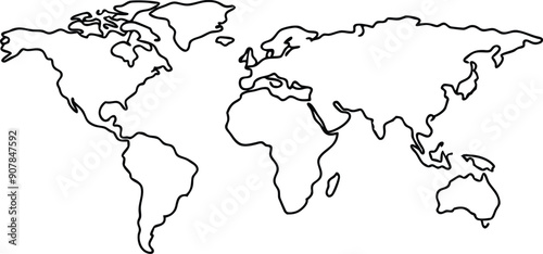 The moder global map outline, World map line art.eps