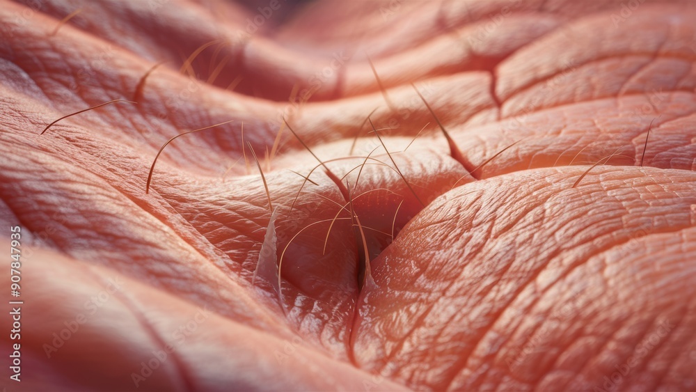 Fototapeta premium A close up of a hairy skin with some hairs on it, AI
