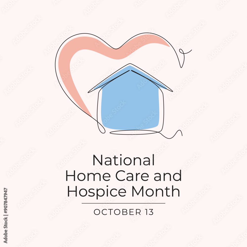 National Home Care and Hospice Month vector design template good for celebration usage. National Home Care and Hospice Month design. Continuous line drawing. eps 10.