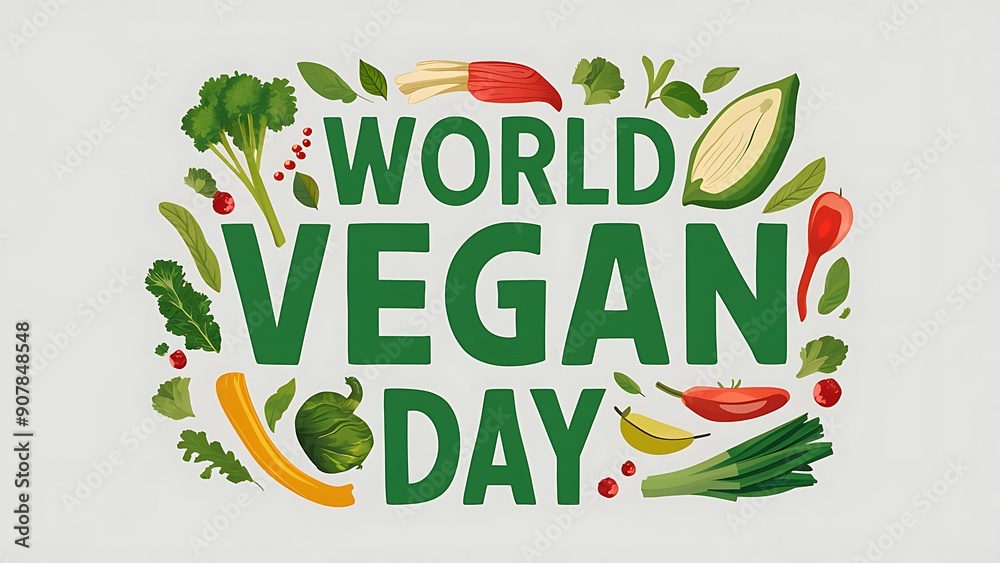 World Vegan Day, Banner, Illustration Art of. World Vegan Day Poster, and fresh ingredients Social Media Poster. World Vegan Day, Banner, Illustration Art of. World Vegan Day Poster, and fresh ingredients Social Media Poster.