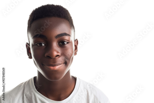 Young African American male staring at camera with a thoughtful look Isolated on white background