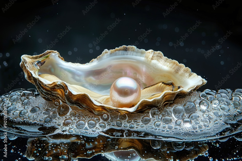 Oyster shell with a pearl inside. Perfect for concepts of luxury, beauty, or the ocean. Oyster shell with a pearl inside. Perfect for concepts of luxury, beauty, or the ocean.