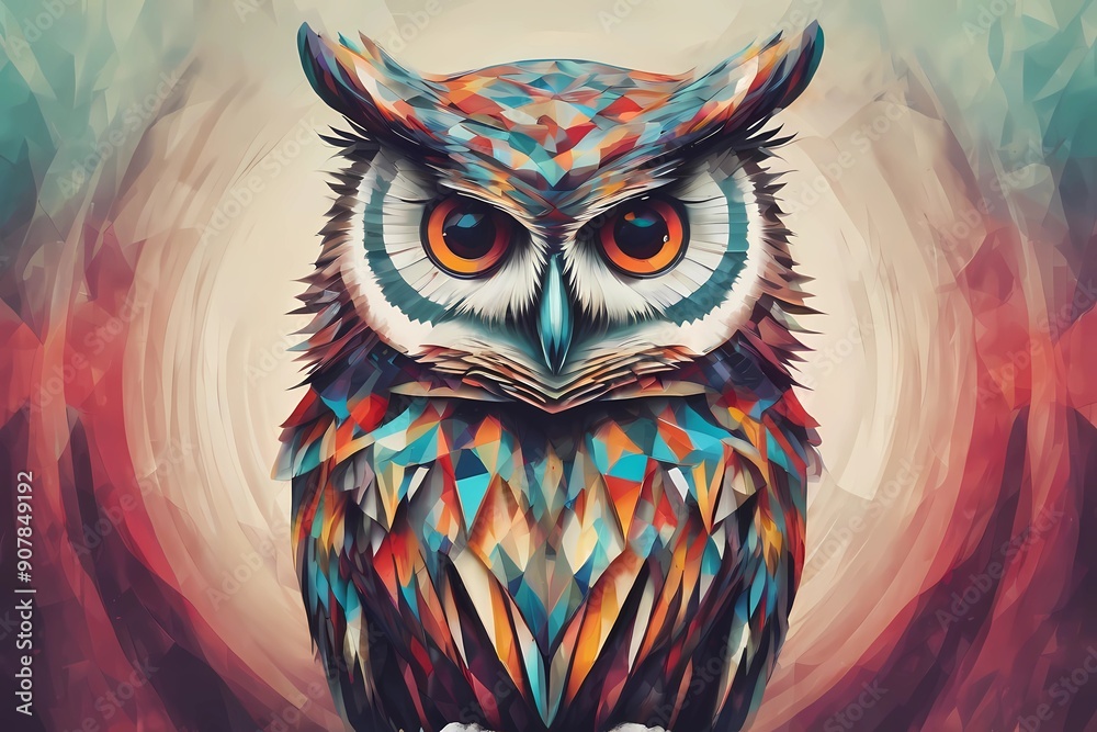 Fototapeta premium Abstract Owl with Vibrant Colors,Generative AI