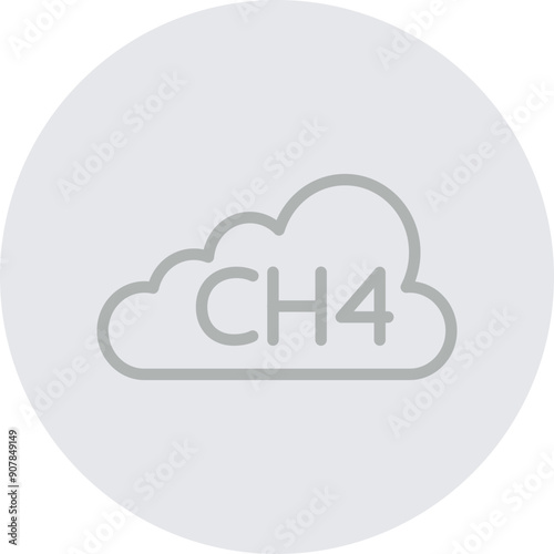 Methane Vector Line Grey Circle Grey