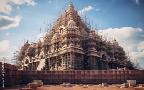 Historic Temple Under Renovation: Architectural Preservation