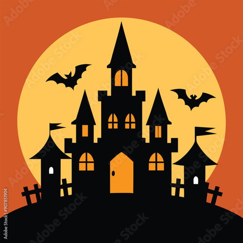 halloween background with castle