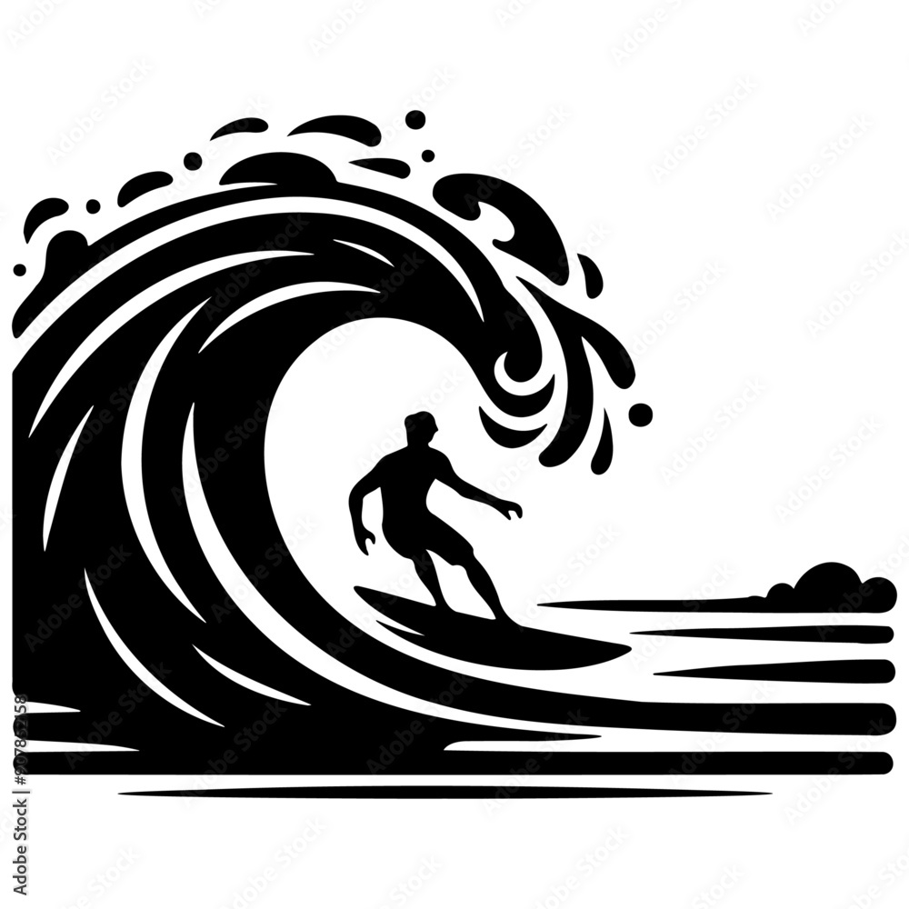 Man Surfing Silhouette.