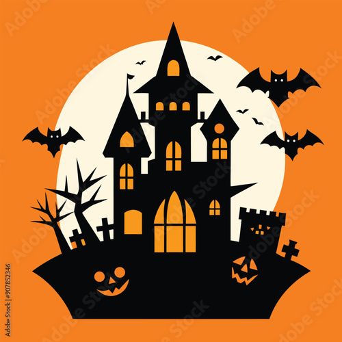 halloween background with castle