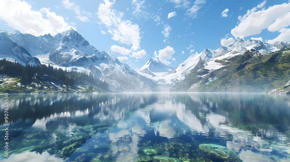 Mountain Lake Landscape Illustration Mountain Lake Landscape Illustration