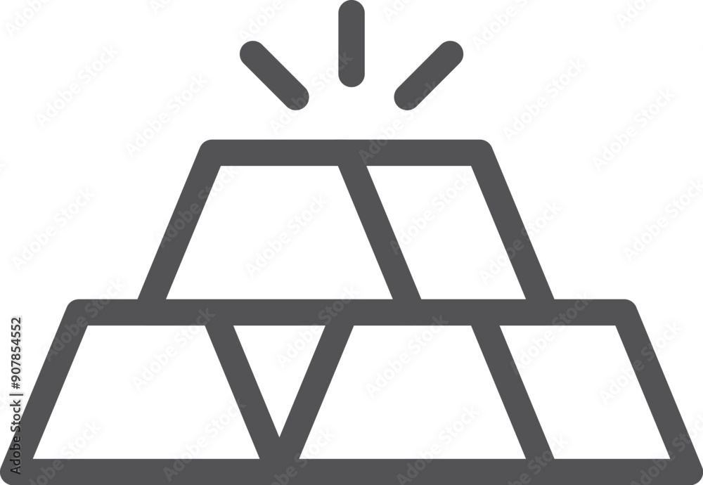 Golden bars black line icon. Wealth symbol Golden bars black line icon. Wealth symbol