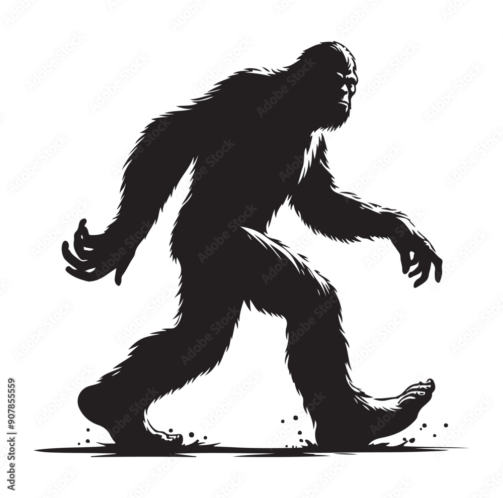 Fototapeta premium Bigfoot silhouette vector art.