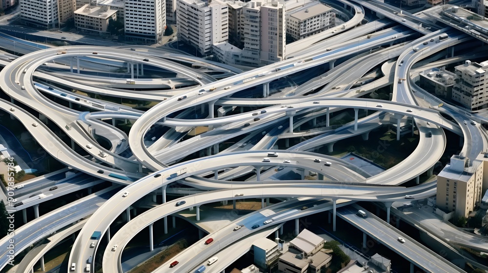 Complex Highway Interchange: Intricate Road Network and Traffic System Complex Highway Interchange: Intricate Road Network and Traffic System