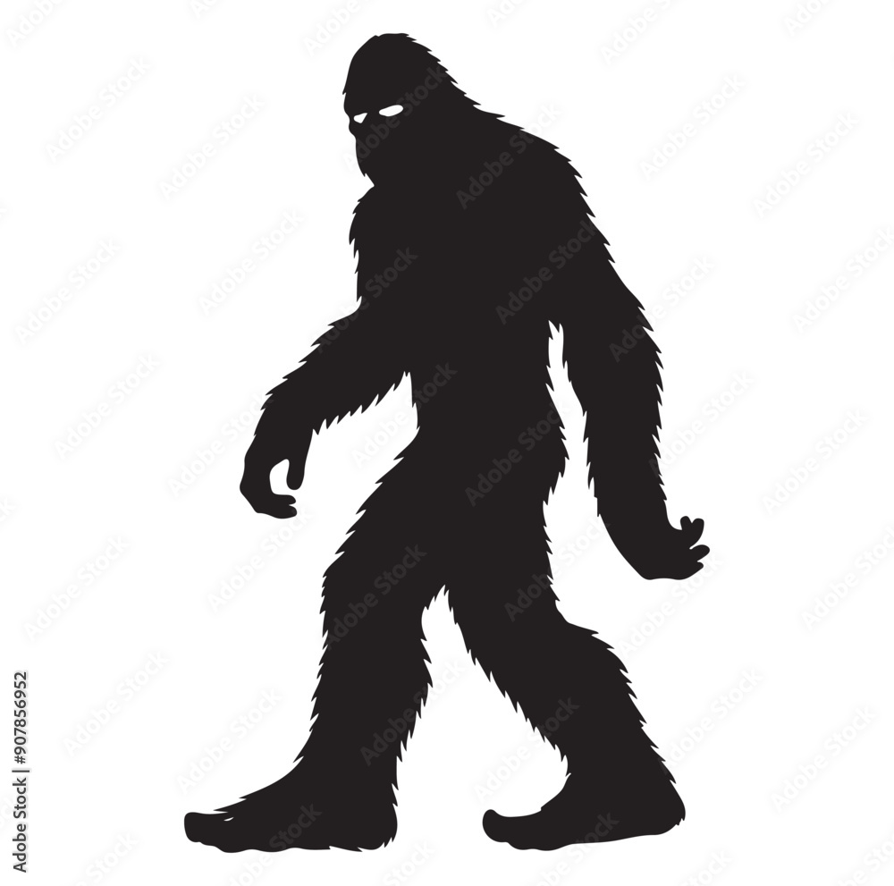 Fototapeta premium Bigfoot silhouette vector art.