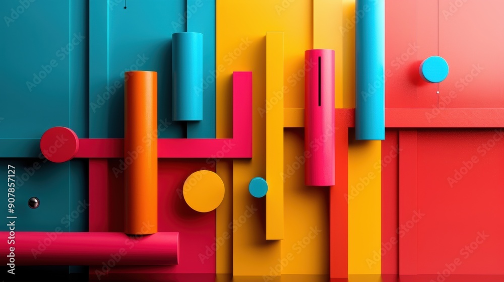 A colorful abstract painting with a lot of different shapes and colors A colorful abstract painting with a lot of different shapes and colors