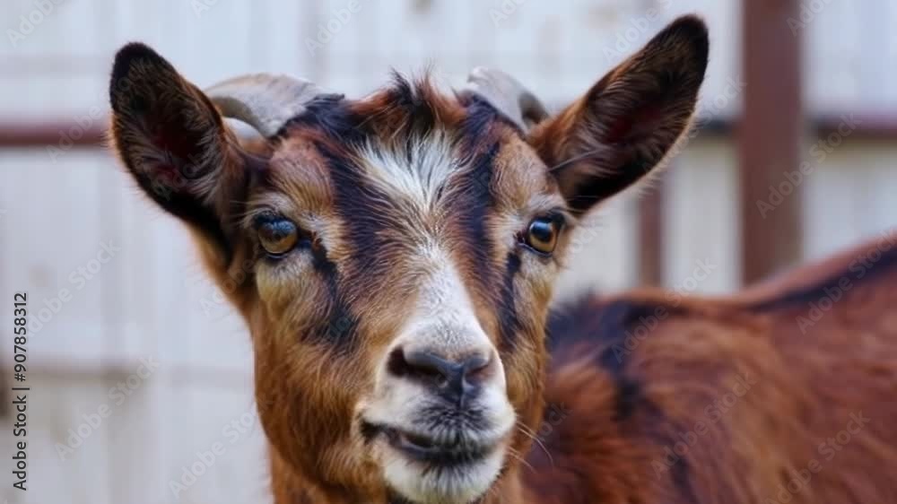 Close-Up Portrait of a Brown Goat Close-Up Portrait of a Brown Goat