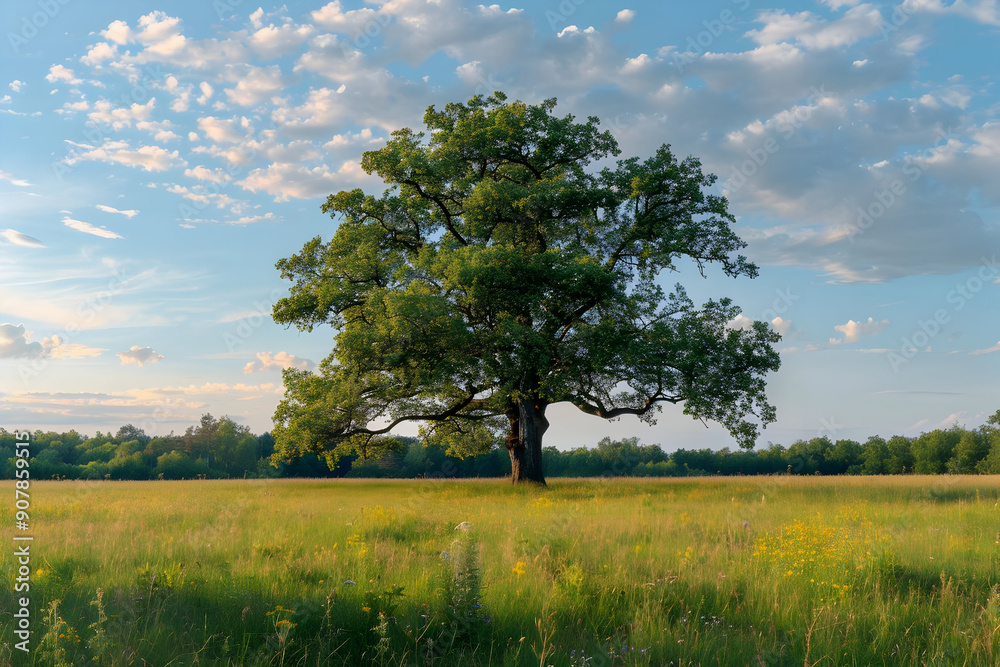 Lone Tree in a Field - A Realistic Image Lone Tree in a Field - A Realistic Image