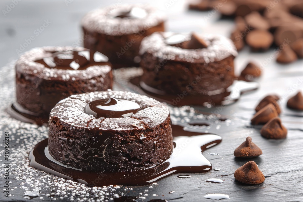 Delicious chocolate lava cakes with melted chocolate and powdered sugar on top, perfect for dessert lovers and sweet indulgence. Delicious chocolate lava cakes with melted chocolate and powdered sugar on top, perfect for dessert lovers and sweet indulgence.