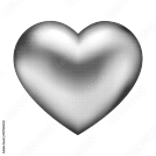 Abstract halftone heart shape isolated on white background. Black dotted heart icon. Modern halftone design. Vector illustration.