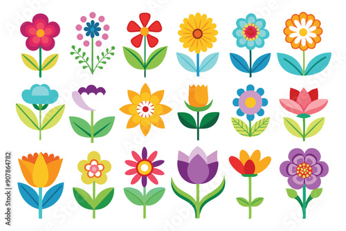 Colorful, Stylized Flower Illustrations