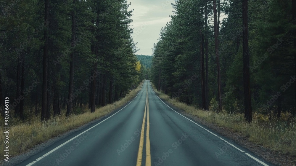 Endless Freedom: Serene Pine Forest Road Leading to Solitude Endless Freedom: Serene Pine Forest Road Leading to Solitude