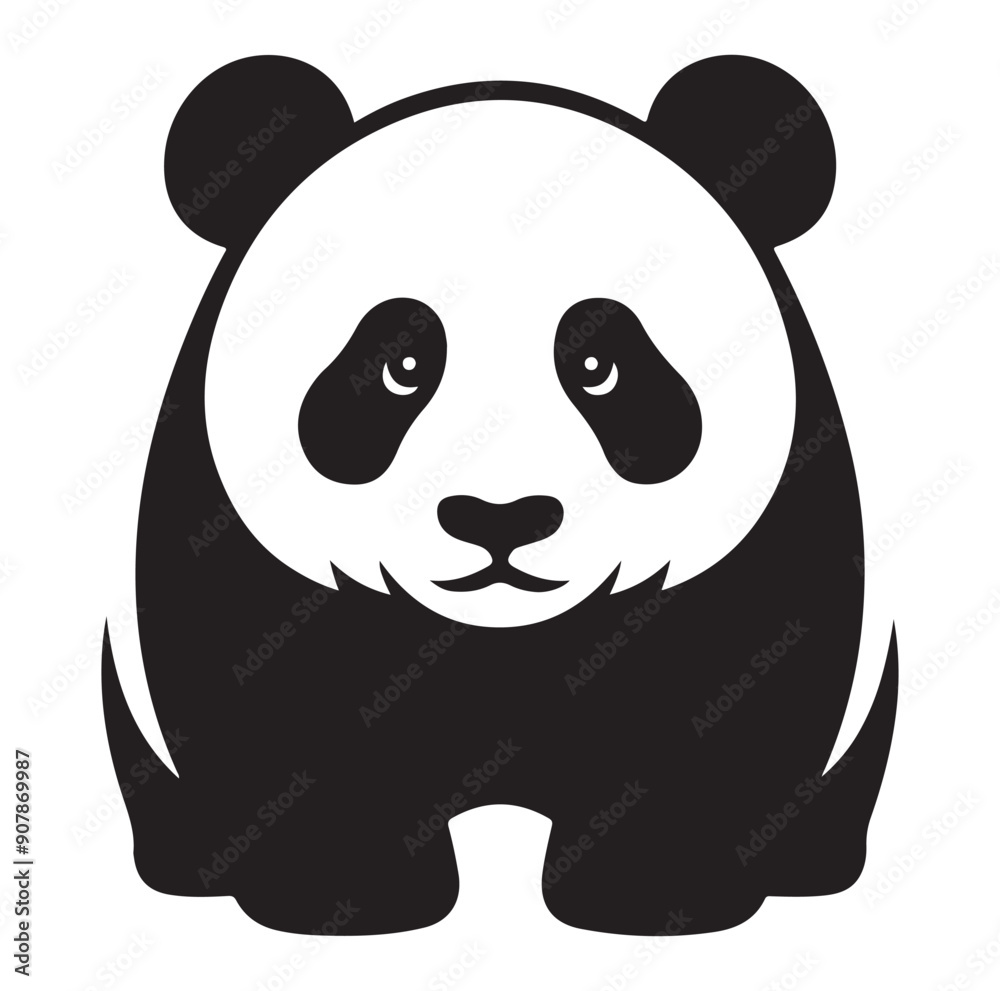 Minimal panda silhouette vector icon on a white background. Minimal panda silhouette vector icon on a white background.